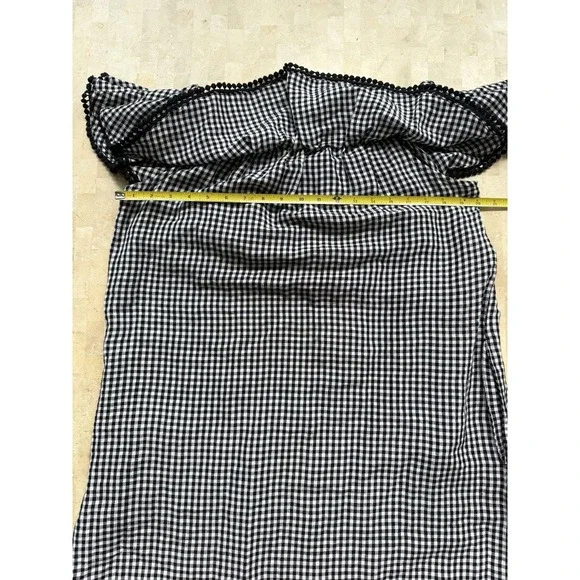 Tommy Bahama Gingham Linen Pompom Off The Shoulder Dress Pockets Vacation Sz L - Picture 6 of 9